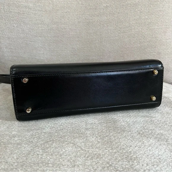 VTG Bally Structured Hex Black Leather Shoulder Bag Crossbody with Gold Hardware - Picture 7 of 16